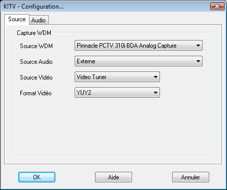 Configuration de la carte TV sous K!TV.